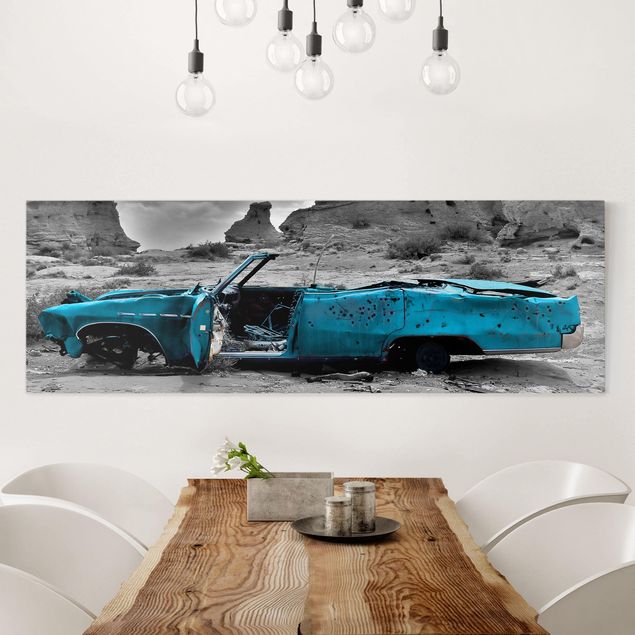 Wandbilder XXL Türkiser Cadillac