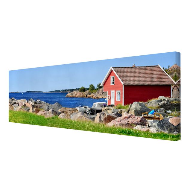 Leinwandbild - Urlaub in Norwegen - Panorama Quer