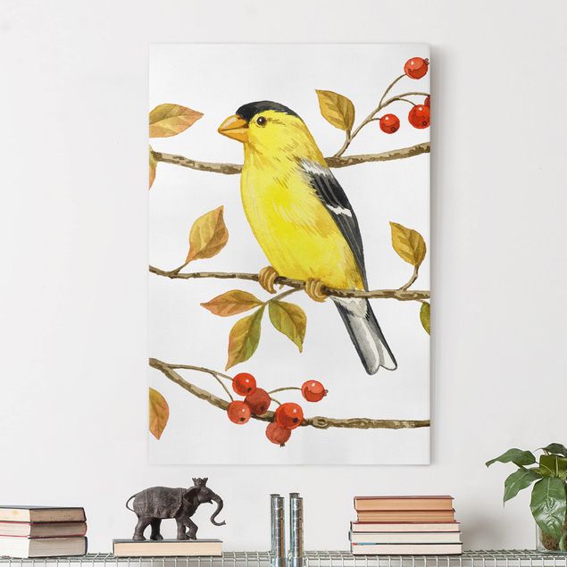 Wandbilder Vögel Vögel und Beeren - Goldzeisig