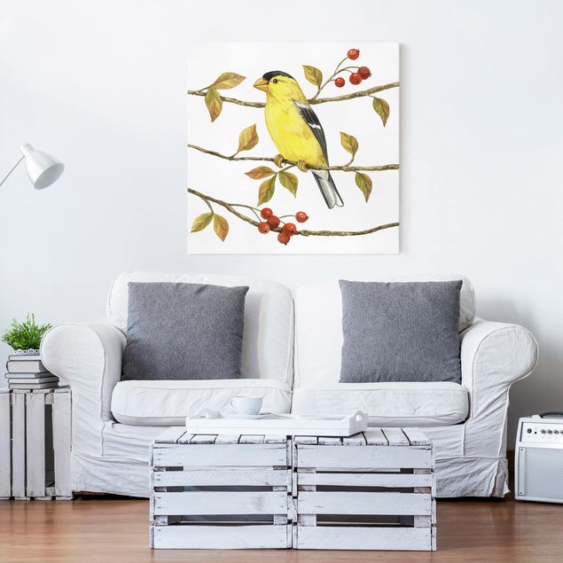 Wandbilder Tiere Vögel und Beeren - Goldzeisig