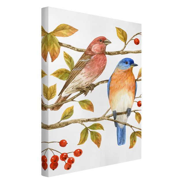 Kunstdrucke auf Leinwand Vögel und Beeren - Hüttensänger