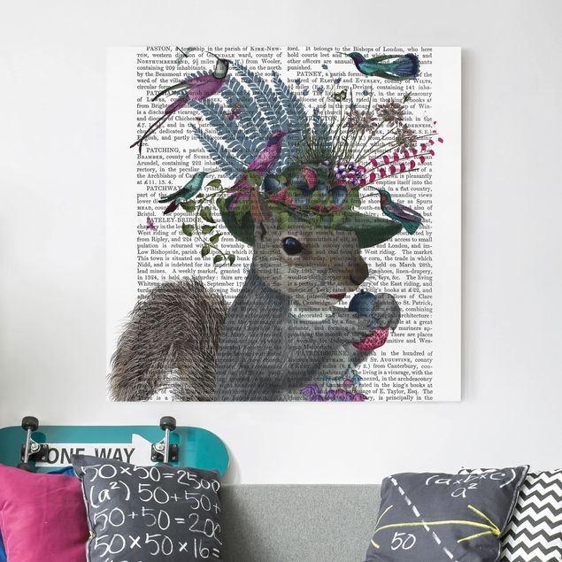 Wandbilder Tiere Vogelfänger - Eichhörnchen mit Eicheln