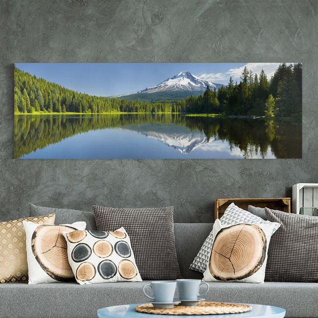 Wandbilder XXL Vulkan mit Wasserspiegelung