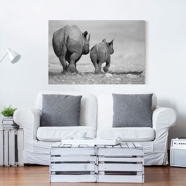 Wandbilder Tiere Wandering Rhinos II