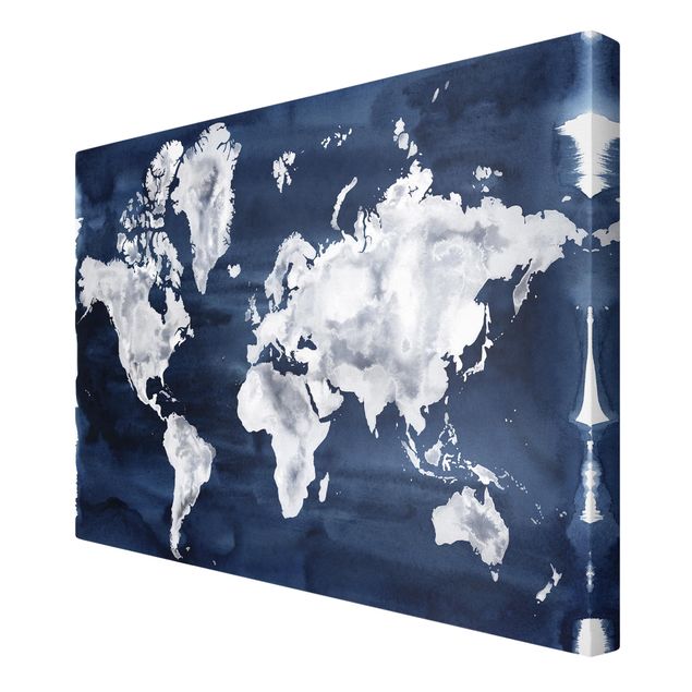 Leinwandbilder Wasser-Weltkarte dunkel