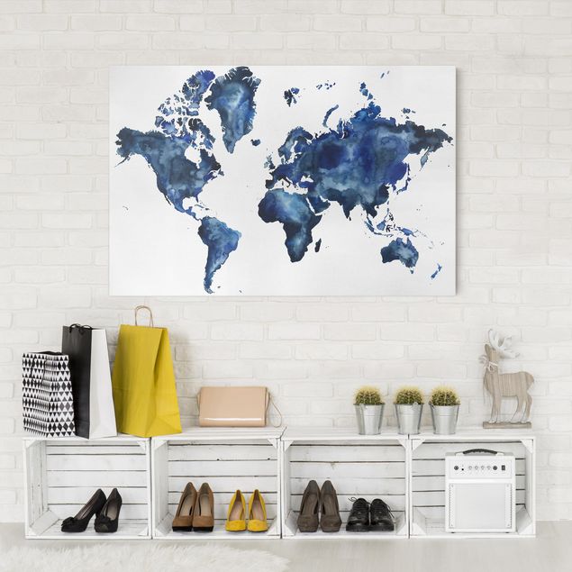 Wandbild Weltkarte Wasser-Weltkarte hell