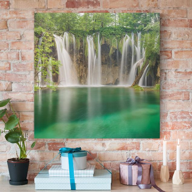 Leinwand Bilder XXL Wasserfall Plitvicer Seen