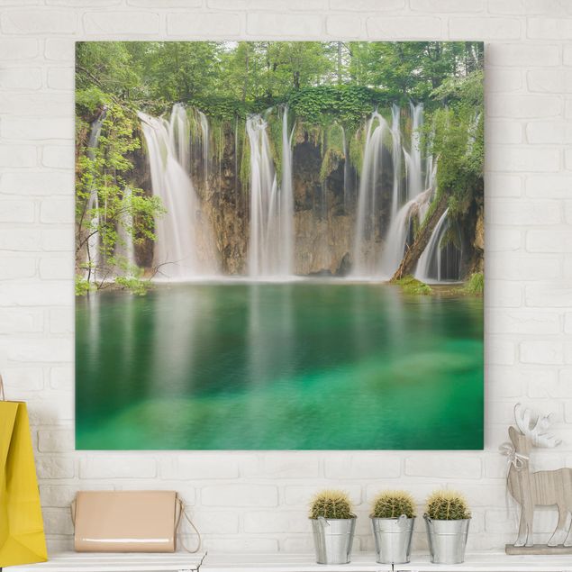 Leinwand Wasserfall Wasserfall Plitvicer Seen