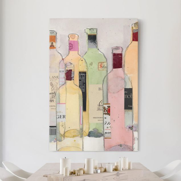 Wandbilder XXL Weinflaschen in Wasserfarbe I