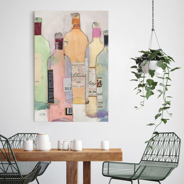 Wandbilder Weinflaschen in Wasserfarbe II