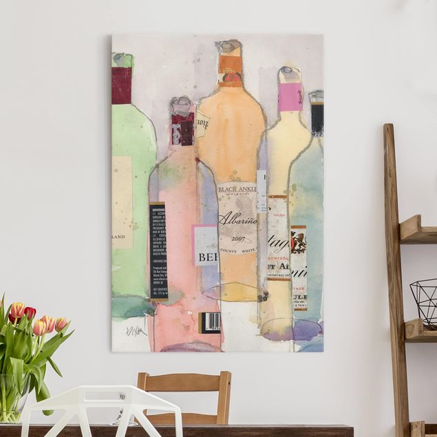 Wandbilder XXL Weinflaschen in Wasserfarbe II
