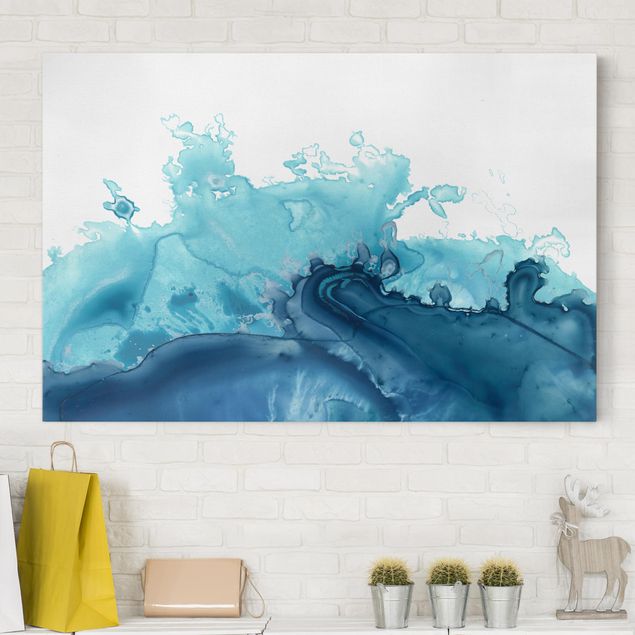 Wandbilder XXL Welle Aquarell Blau I