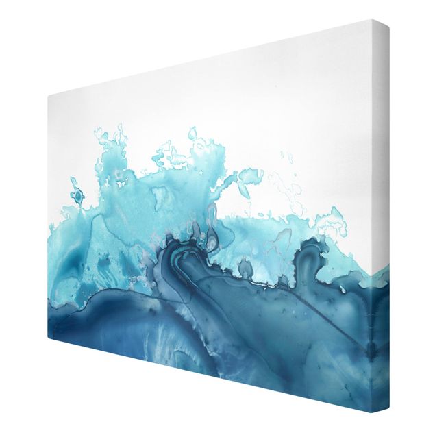 Wandbilder Welle Aquarell Blau I