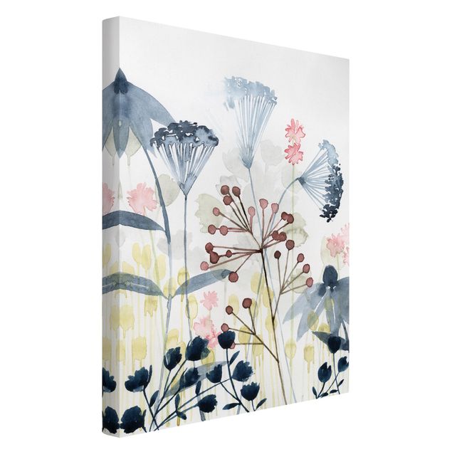 Moderne Leinwandbilder Wohnzimmer Wildblumen Aquarell I