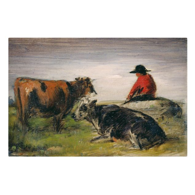 Kunstdruck Wilhelm Busch Wilhelm Busch - Hirte mit Kühen