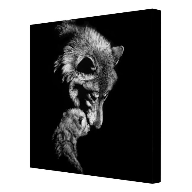 Wandbilder Wohnzimmer modern Wolf vor Schwarz