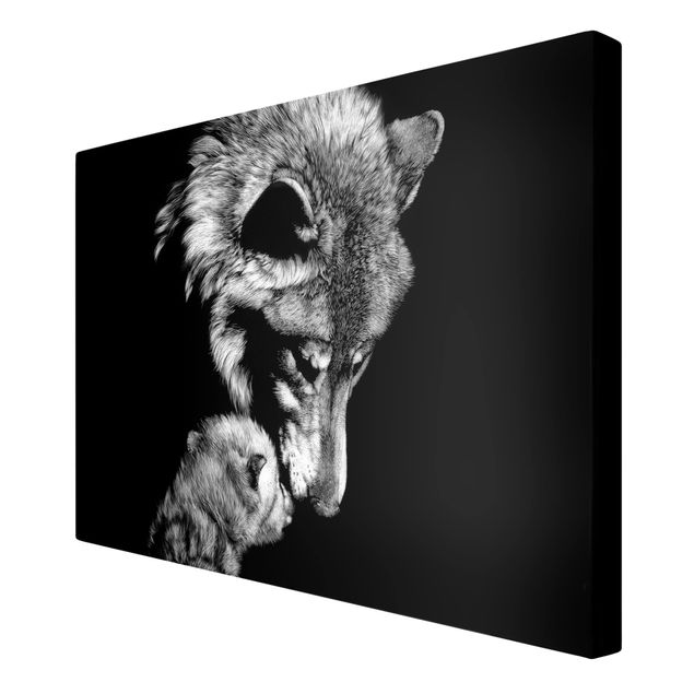 Leinwandbilder Wohnzimmer modern Wolf vor Schwarz