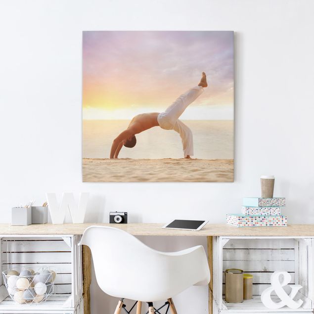 Moderne Leinwandbilder Wohnzimmer Yoga in the Morning