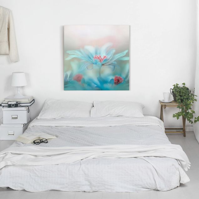 Moderne Leinwandbilder Wohnzimmer Zarte Blüten in Pastell
