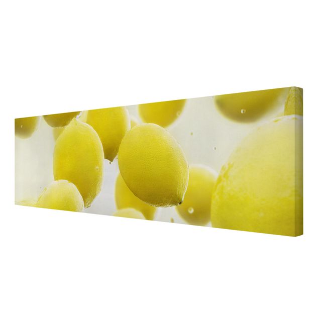 Leinwandbild - Zitronen im Wasser - Panorama Quer