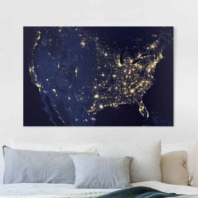 Leinwandbilder XXL NASA Fotografie USA von oben bei Nacht