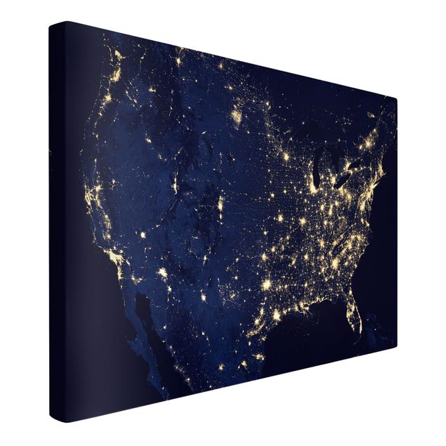 Schöne Wandbilder NASA Fotografie USA von oben bei Nacht