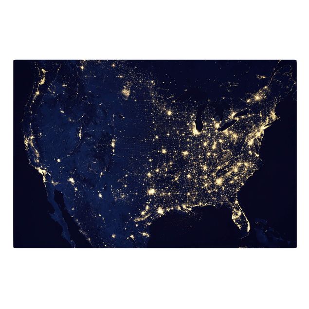Bilder auf Leinwand NASA Fotografie USA von oben bei Nacht