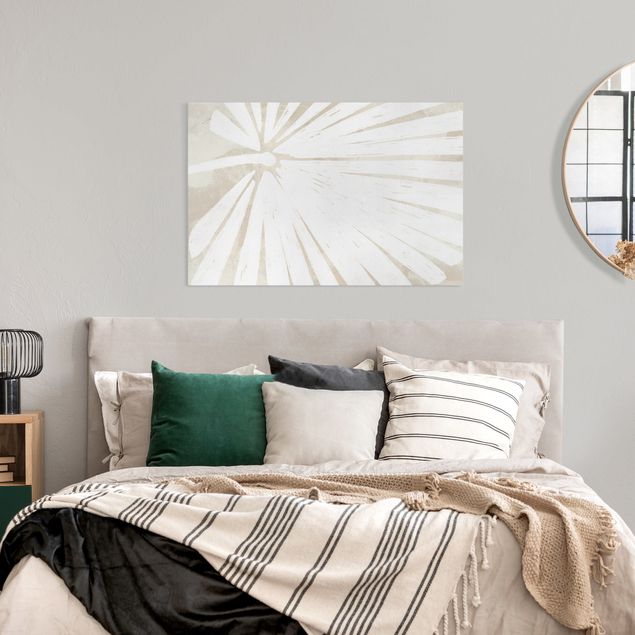Wandbilder Wohnzimmer modern Palmenblatt Silhouette auf Leinen