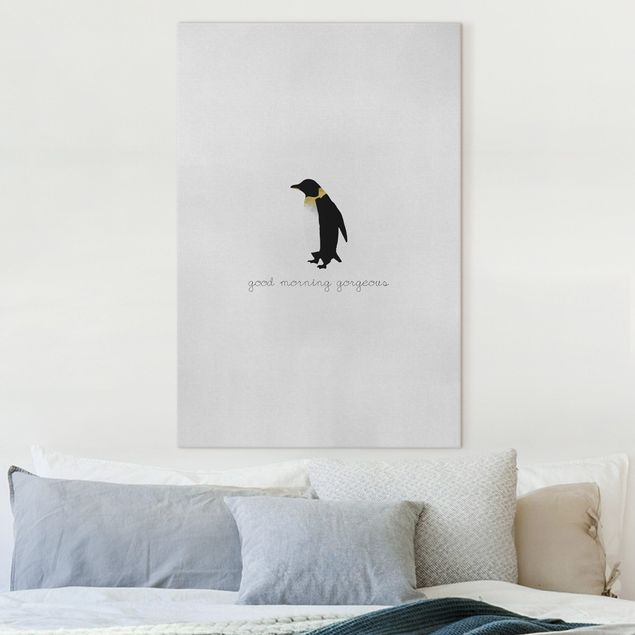 Wandbilder XXL Pinguin Zitat Good Morning Gorgeous