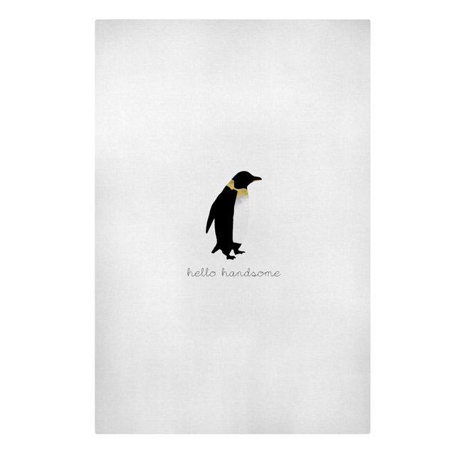 Wandbilder Pinguin Zitat Hello Handsome