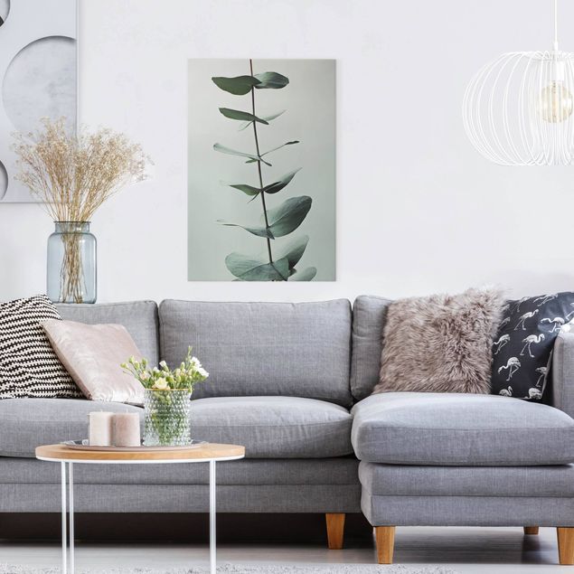 Moderne Leinwandbilder Wohnzimmer Symmetrischer Eukalyptuszweig