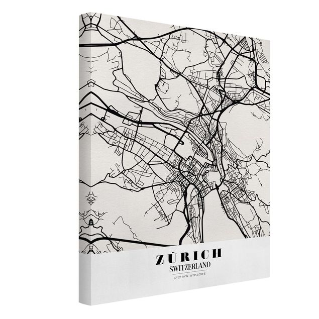 Wandbild Weltkarte Stadtplan Zürich - Klassik