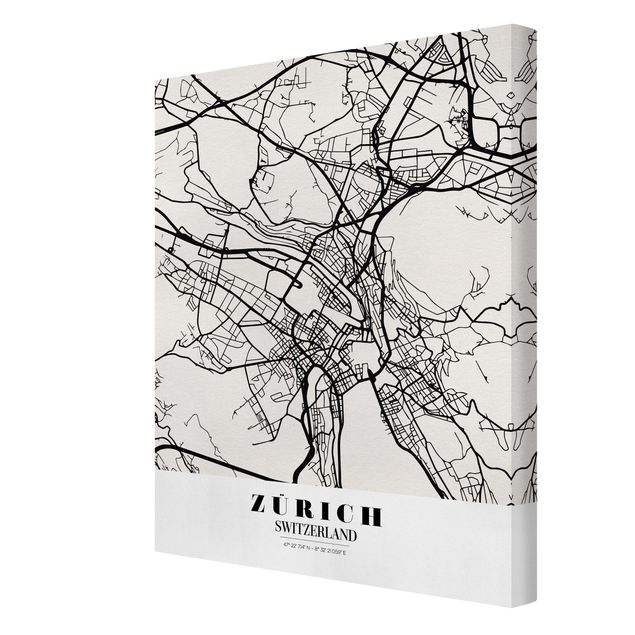Schöne Wandbilder Stadtplan Zürich - Klassik