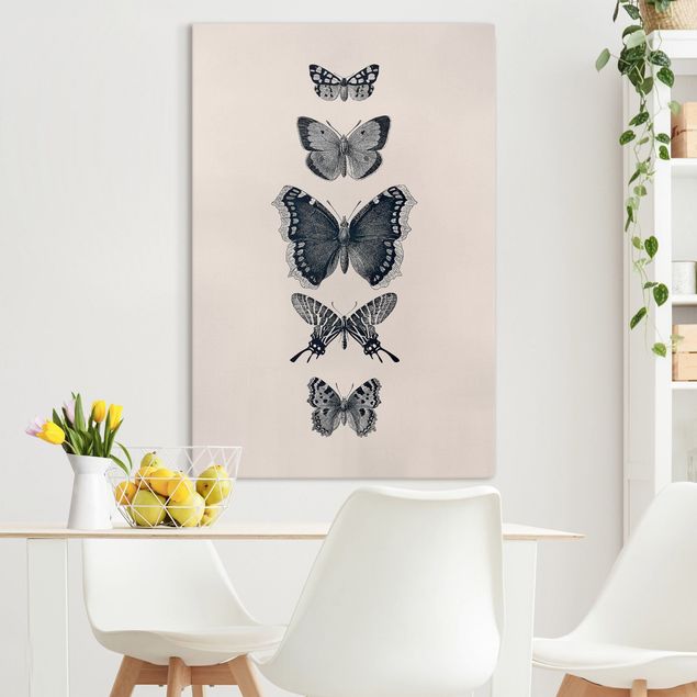 Wandbilder XXL Tusche Schmetterlinge auf Beige