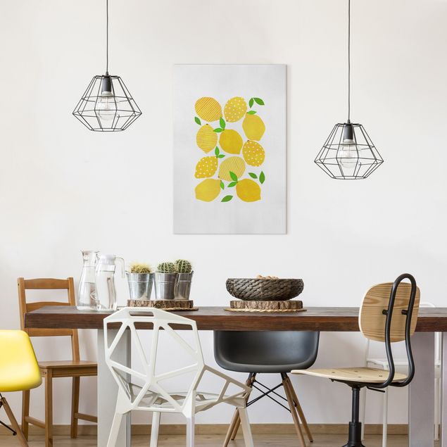 Leinwandbild Kunstdruck Zitronen mit Punkten
