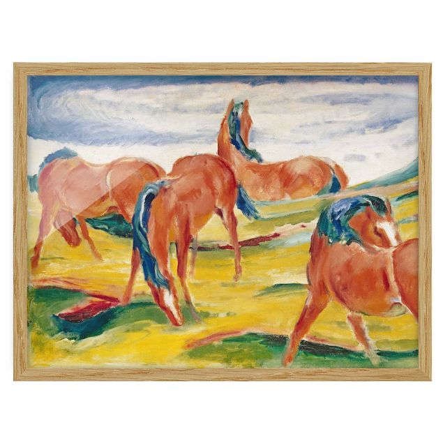 Kunstdruck Bilder mit Rahmen Franz Marc - Weidende Pferde