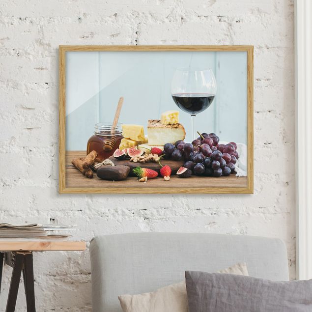 Bilder mit Rahmen Käse und Wein