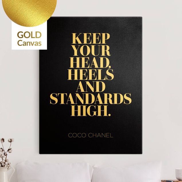 Leinwandbild Gold - Keep your head high Schwarz - Hochformat 3:4