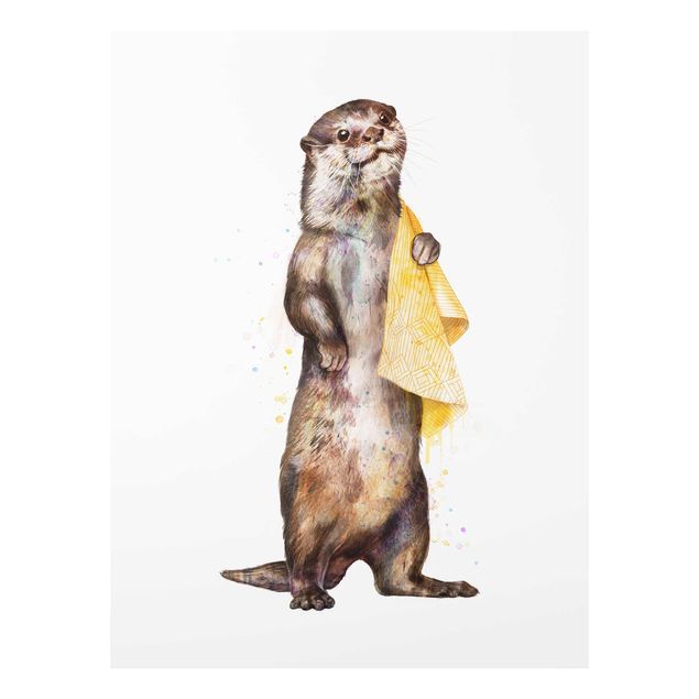 Schöne Wandbilder Illustration Otter mit Handtuch Malerei Weiß