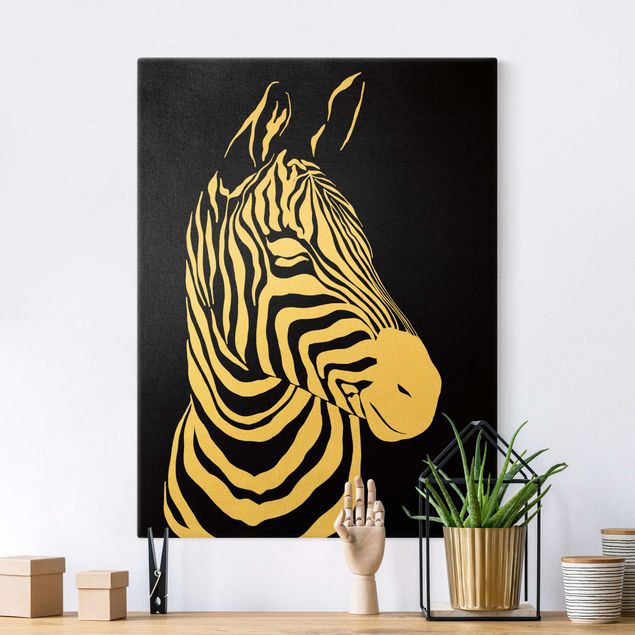 Leinwandbilder XXL Safari Tiere - Portrait Zebra Schwarz