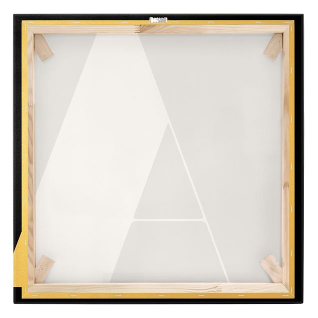 Leinwandbild Gold - Antiqua Letter A Schwarz - Quadrat 1:1
