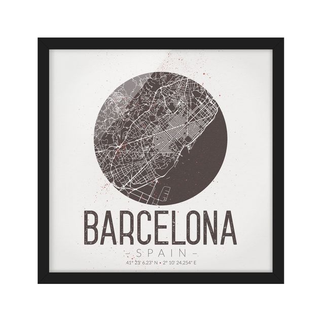 Bilder für die Wand Stadtplan Barcelona - Retro