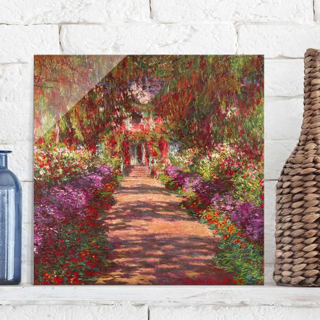 Bilder auf Glas Claude Monet - Weg in Monets Garten in Giverny