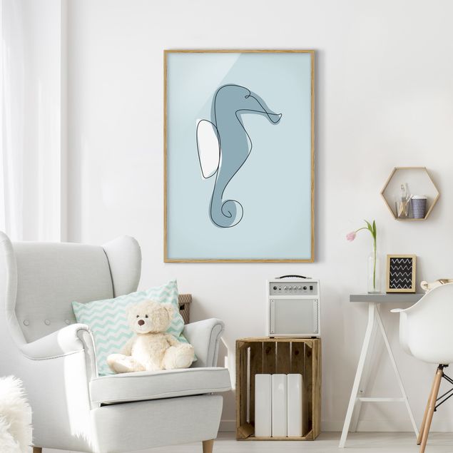 Schöne Wandbilder Seepferdchen Line Art