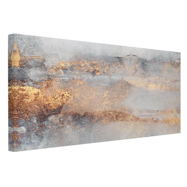 Leinwandbilder abstrakt Gold-Grauer Nebel