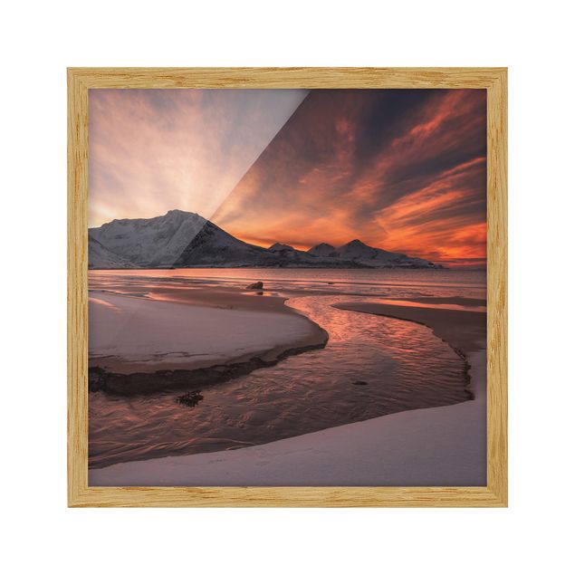 Bild mit Rahmen - Goldener Sonnenuntergang - Quadrat 1:1