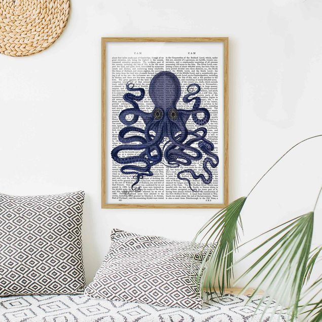 Gerahmte Kunstdrucke Tierlektüre - Oktopus