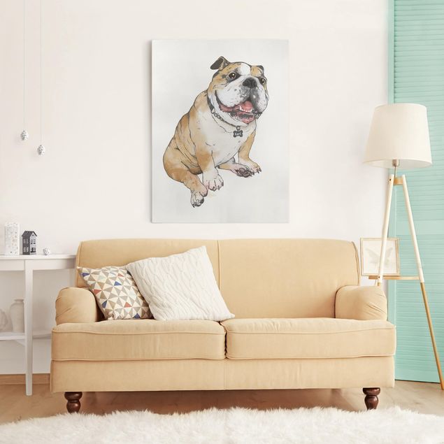 Leinwand Hund Illustration Hund Bulldogge Malerei