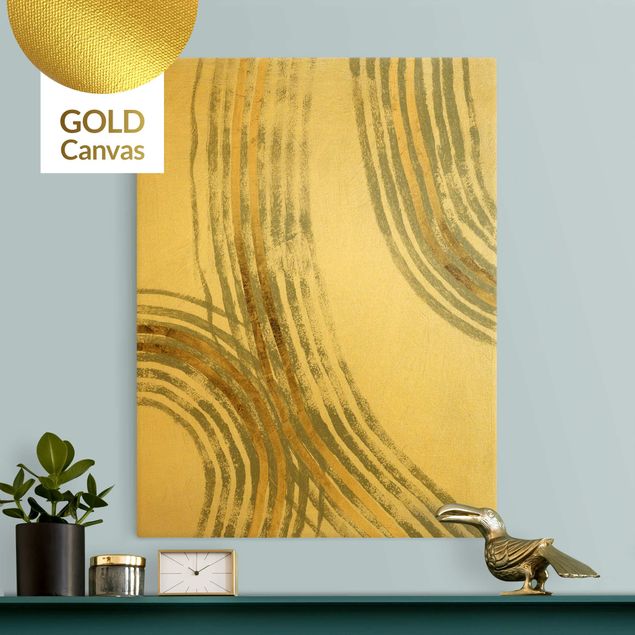 Leinwandbild Gold - Ausgehende Wellen Gold II - Hochformat 3:4
