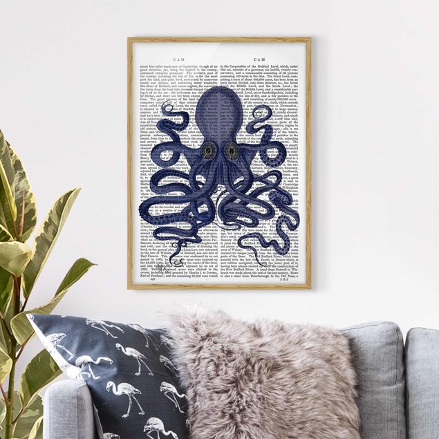 Gerahmte Bilder mit Sprüchen Tierlektüre - Oktopus